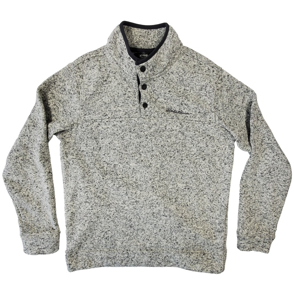 Eddie Bauer Radiator Fleece Snap Pullover‎ Men Medium Gray Mock Neck